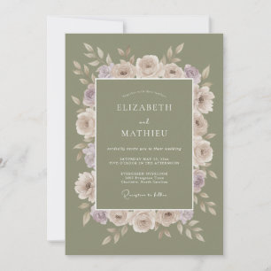Invitation Mariage aux Ranunculus Mauve et Mousse