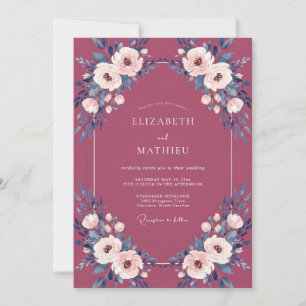 Invitation Mariage aux Ranunculus Peints au Vin