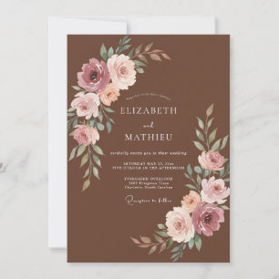 Invitation Mariage aux Ranunculus Rose Poussiéreux et Eucalyp