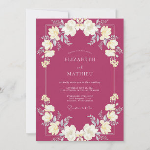 Invitation Mariage aux Renoncules Feuillus de Framboise