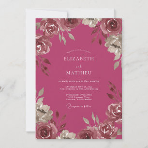 Invitation Mariage aux Renoncules Peintes en Framboise