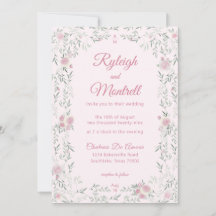 Mariage aux Roses Roses et au Feuillage Romantique
