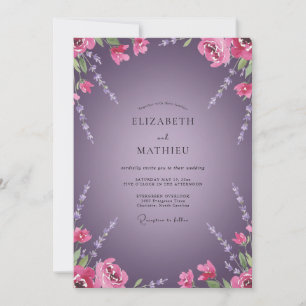 Invitation Mariage aux Sprigs Peints de Violet Profond