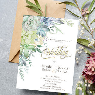 Invitation Mariage aux succulentes du désert à l'aquarelle