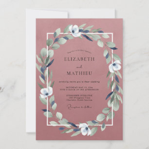 Invitation Mariage aux tons de lilas mauve feuillu atténués