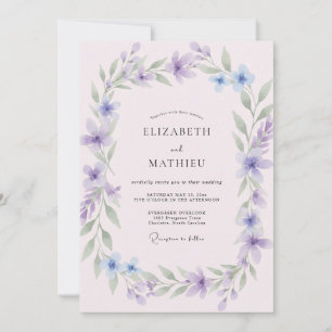Invitation Mariage aux vignes de lilas pervenche