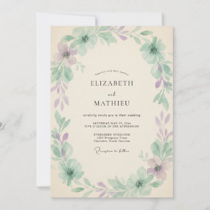 Invitation Mariage aux Vignes de Lilas Sourdine Menthe