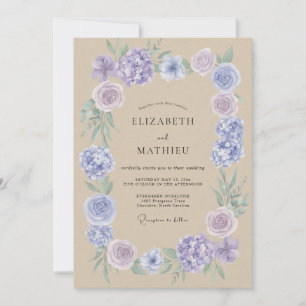 Invitation Mariage aux vignes de tan et pervenche