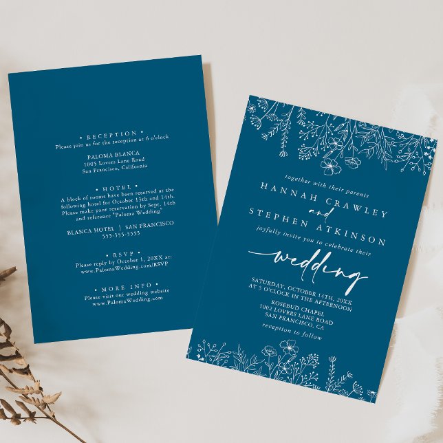 Invitation Mariage avant et arrière du Fleur sauvage de la Ma (Créateur téléchargé)