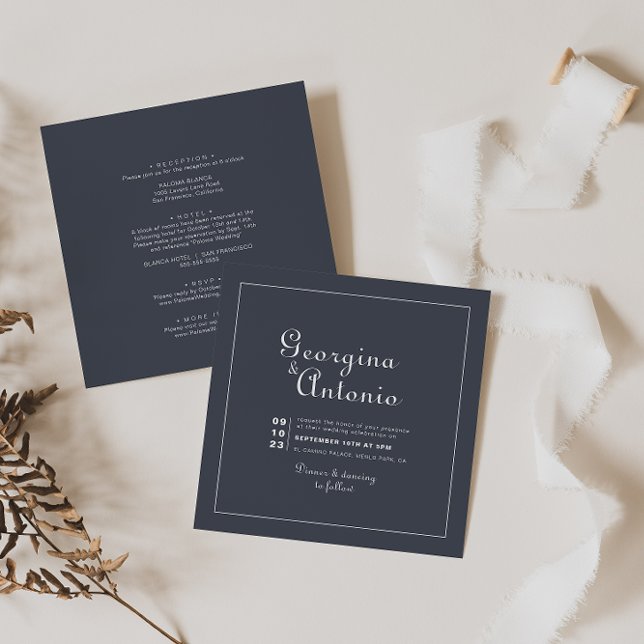 Invitation Mariage avant et arrière du soir simple (Créateur téléchargé)