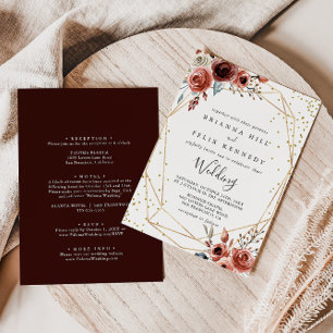 Invitation Mariage avant et arrière géométrique Parties scint