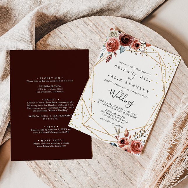 Invitation Mariage avant et arrière géométrique Parties scint (Créateur téléchargé)