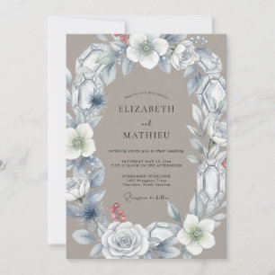 Invitation Mariage avec Arche Florale de Cristal Gris