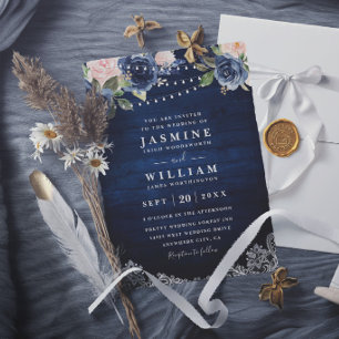 Invitation Mariage avec code QR de guirlande lumineuse rustiq
