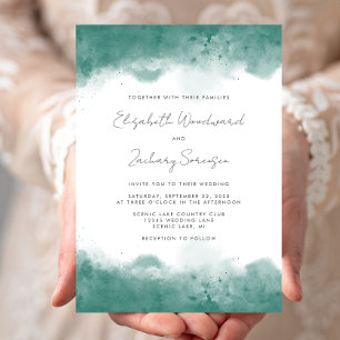 Invitation Mariage avec des Bordures d'Aquarelle Sarcelle Mod