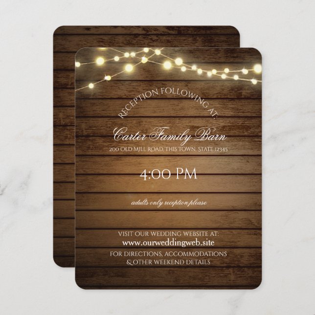 Invitation Mariage avec Éclairages Rustiques et Détails en Bo (Devant / Derrière)