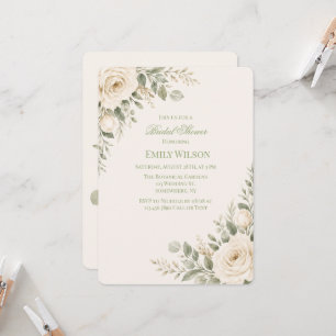 Invitation Mariage avec feuillage vert sauge et crème