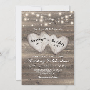 Invitation Mariage avec Guirlande de Lumières de Campagne Rus