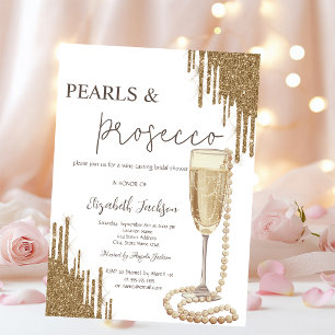 Invitation Mariage avec paillettes d'or qui coulent perles Pr
