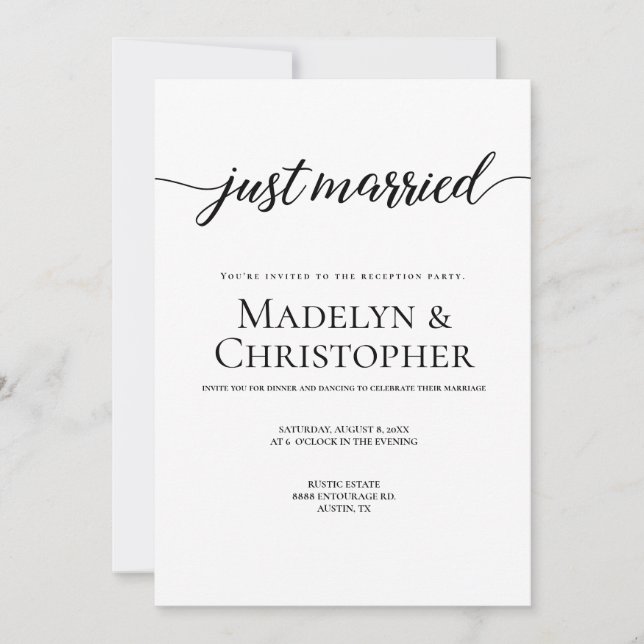 Invitation Mariage avec reportage photo uniquement Mariés (Devant)