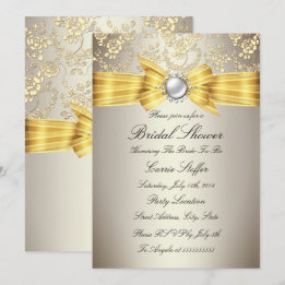 Invitation Mariage avec Ruban Jaune et Rose Beige