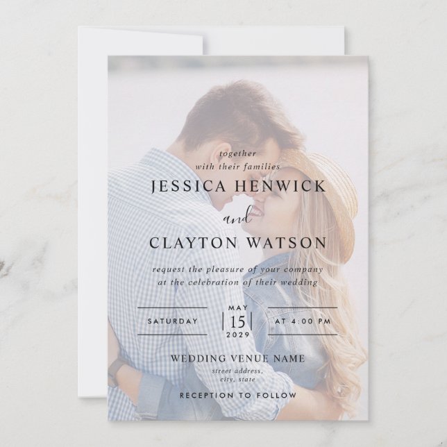 Invitation Mariage avec superposition de photo moderne (Devant)