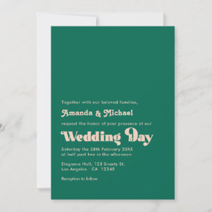 Invitation Mariage avec typographie rétro Fusion Émeraude et