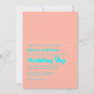 Invitation Mariage avec typographie tropicale corail et aqua