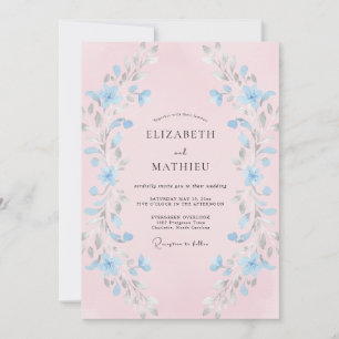 Invitation Mariage avec un coup de pinceau bleu pâle