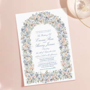Invitation Mariage avec une Arche Fleurie d'Hydrangeas Bleu P