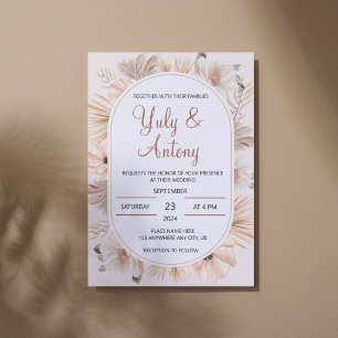 Invitation Mariage avec une bordure florale en herbe de Pampa