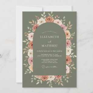Invitation Mariage avec une guirlande florale en arche de sau