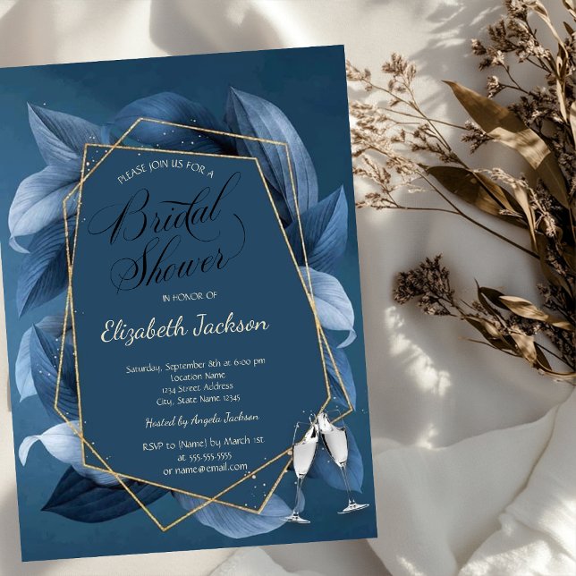 Invitation Mariage avec Verre à Monture Dorée et Feuilles Ble (Créateur téléchargé)