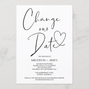 Invitation Mariage Avis reporté, Modifier notre Mariage de da