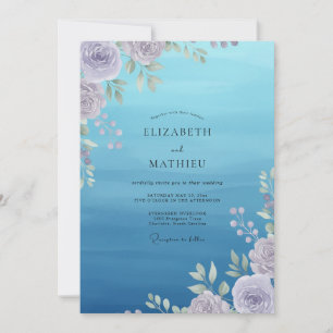 Invitation Mariage Azur Lilas Ranunculus Sauge