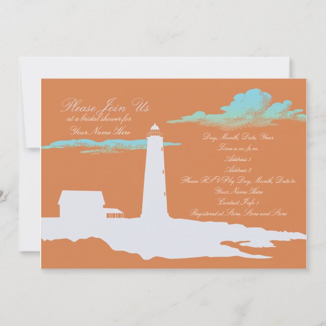 Invitation mariage/baby shower phare (Devant)