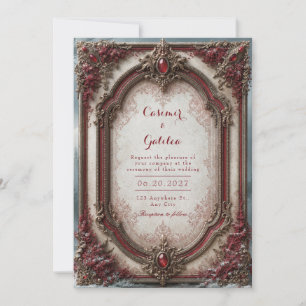 Invitation Mariage baroque au joyau cramoisi