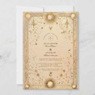 Invitation Mariage Baroque Céleste Doré
