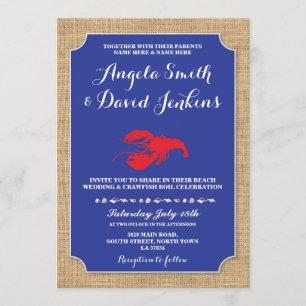 Invitation Mariage Beach Burlap Crawfish Boil Lobster Invitat