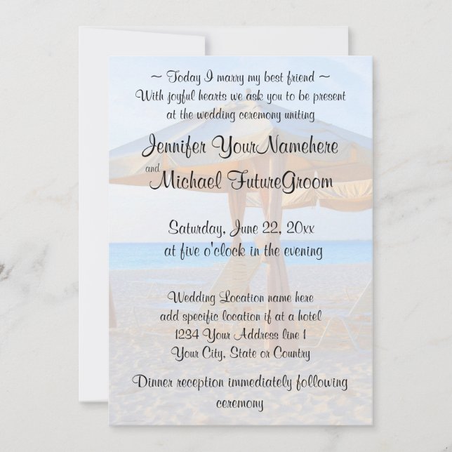Invitation Mariage Beach Cabana (Devant)
