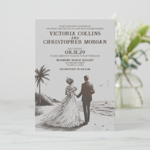 Invitation Mariage Beach Couple