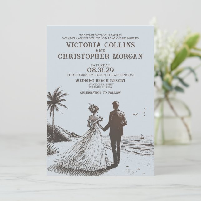 Invitation Mariage Beach Couple (Debout devant)