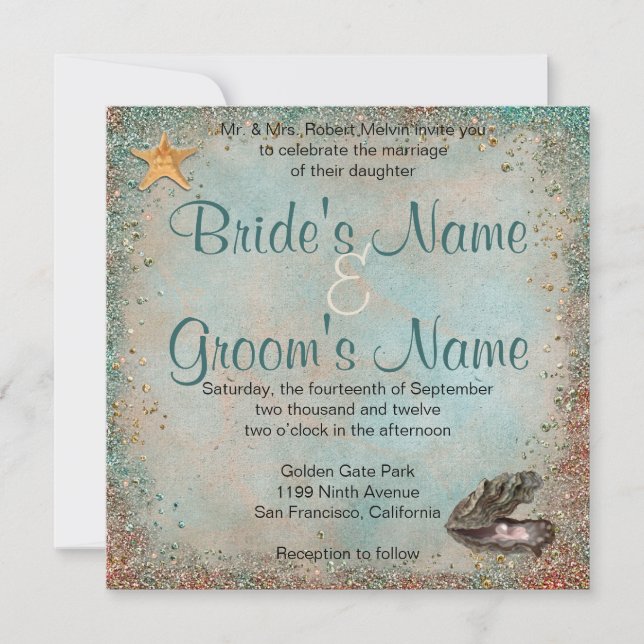 Invitation Mariage Beach Seashells (Devant)