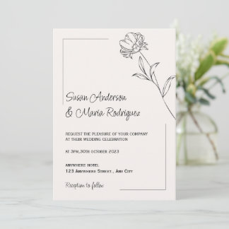 Invitation Mariage Beige Élégante