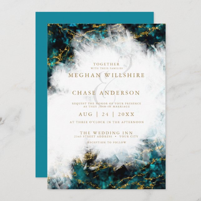 Invitation Mariage | Belle Géode de cristal Apatite (Devant / Derrière)