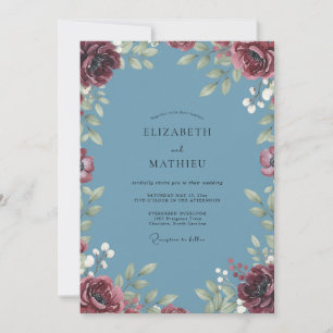 Invitation Mariage Berry Slate Bordeaux
