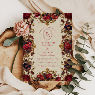 Invitation Mariage Berry vintage et cadre Rose