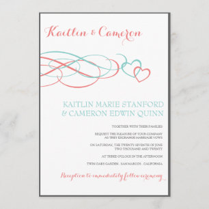 Invitation Mariage bien-aimé (Tiffany, Coral & Grey)