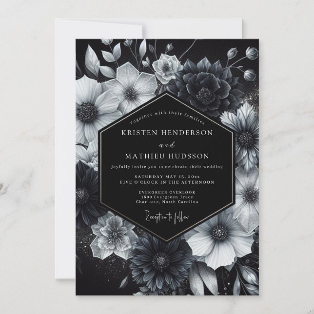 Invitation Mariage Black Ethereal Bloom (Devant)