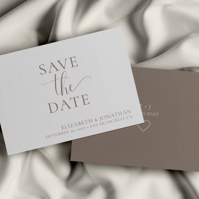 Invitation Mariage Blanc Beige Minimaliste Enregistrer La Car (Créateur téléchargé)